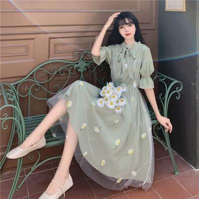 China 2023 New High School Student Girl's Mori Breathable Soft Fairy Style Summer Girl's Dress Waist-Tight Skirt Long for sale