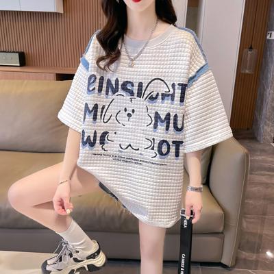 China Breathable cartoon short sleeve T-shirt girl summer clothes 2023 new high school casual loose waffle student top clothes for sale