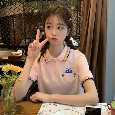 China Breathable cotton T-shirt girl's summer short-sleeved clothes 2023 Japanese cute polo student new high school senior clothes for sale