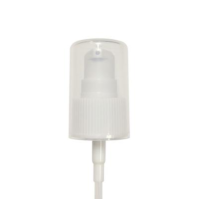 China Non Spill 24 / 410 White Cosmetic Liquid Treatment Pump Dispenser 24mm With Cap zu verkaufen