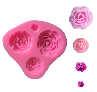 China Viable Roses Flower Silicone 3D Cake Mold Chocolate Sugarcraft Decorating Fondant Tools for sale