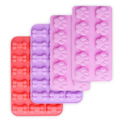 China Viable Puppy Paw and Bone Silicone Molds Food Grade Non-Stick Silicone Molds for Chocolate Candy Jelly Ice Cube Dog Treats for sale