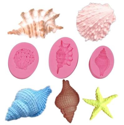 China Viable Sea Shells Starfish Silicone Mold Cake Chocolate Ice Cream Cake Decorating Mold 7 Sea Creature Fondant Baking Molds for sale