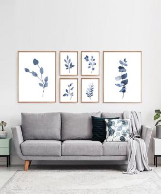 China Botanical Abstract Indigo Blue Print Navy Blue Wall Art Print Indigo Blue Decor For Home for sale