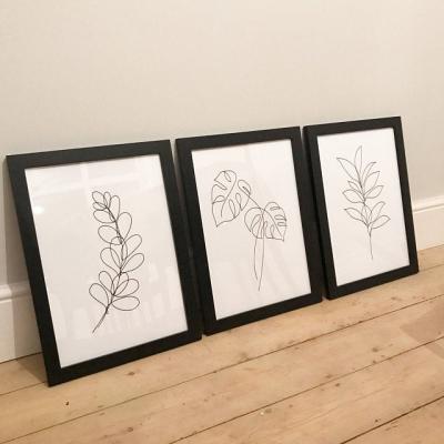 China Abstract Line Plants Leaf Wall Print, Set Of Three Print Home Gift, Living Room Prints for sale