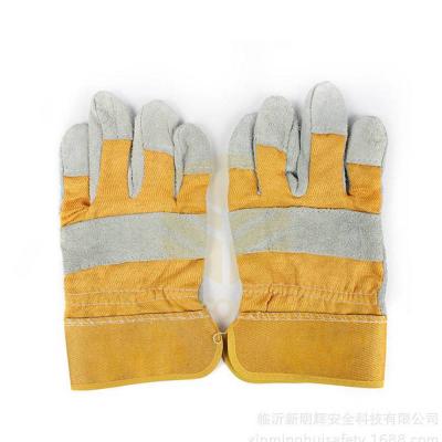 China Leather Short Paragraph Leather And Canvas Welding Working Gloves for sale