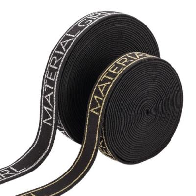 China Wholesale Jacquard Logo Elastic Lurex Color Yarn Designer Polyester Nylon Webbing Tape High Tenacity Design 2022 New for sale