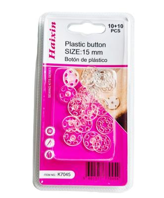 China Sewing Accessory Oeko-Tex 100 Customized Two Part Sew On Round Plastic Snap Button In Clear For Clothes for sale