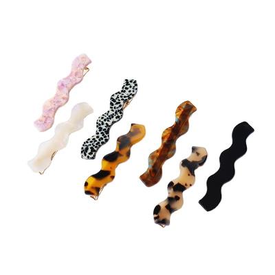 China Custom Korean Hair Decoration Support Insti Hair Clips For Women Platypus Hair Clip Accessories Acetate Wavy Marbling Hair Clips 6.5cm for sale