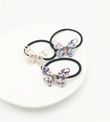 China Korean Decoration Link Acetate Hollow Out Butterfly Ring Cute Ponytail Head Rope Rubber Elastic Hair Bands for sale