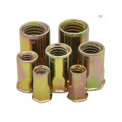 China Carbon Steel high quality Customized Brass Insert Nut M3-M12 Flat Head Semi Hexagonal Body Rivet Nut for sale