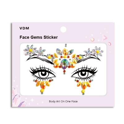 China Waterproof Face Sticker Rhinestone Crystal Stickers Beads Face Gems Sticker for sale