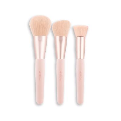 China professional soft wool easy grip simple pink skin-friendly dust brush custom logo makeup brush wholesale with bag makeup brush private label for sale