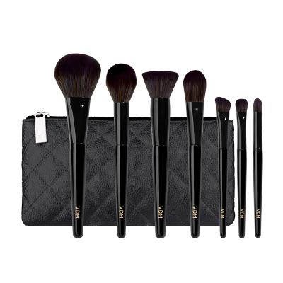 China Angular Blush Pink Wooden Handle Private Label Synthetic Nylon Hair Makeup Brush Set For Ladies Make Up Tool 8pcs for sale