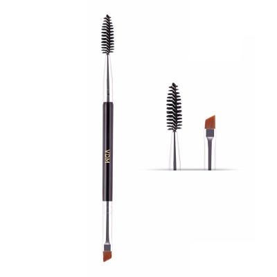 China custom logo double side eyebrow angle skin-friendly make up eyebrow brush dual head eyebrow brush low moq for sale