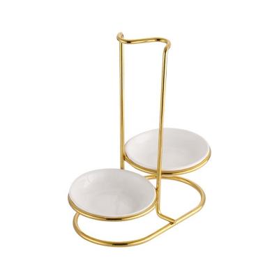 China Multifunctional Metal Viable Holder Rack Stainless Steel Gold Table Spoon Holder Kitchen Pocket Ceramic Dish Soup Spoon Rest for sale