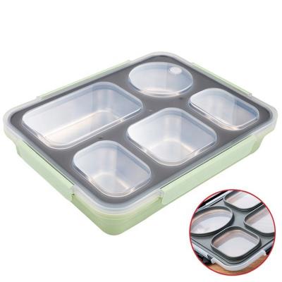 China Factory Supply Freshness Keeping Sealed Leakproof High Capacity Metal Bento Box Compartment Design Stainless Steel Lunch Box With Lid For Kids for sale