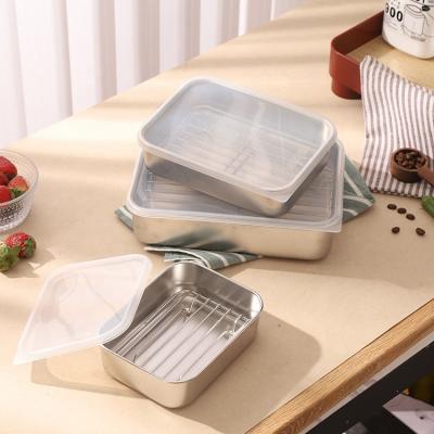 China Large Capacity Air Tight Storage Box Japan Bento Box Refrigerating Lunch Box Freshness Preservation Wholesale Stainless Steel Boutique Food Container for sale