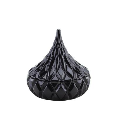 China Europe Black Candlestick Candle Glass Drop Shaped Mug for sale