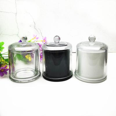 China Wholesale Hot Selling Home Candle Container Jar Bell Decoration Transparent Round Clear Bell Shaped Crystal Glass With Lid 250ml 8 Ounce 100 for sale