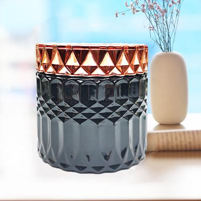 China Weddings Jars With Lid Luxury Supplies Geo Black Cut Glass Valentine's Day Silk Screen Printing Candle Holder Weddings Safe Packaging for sale