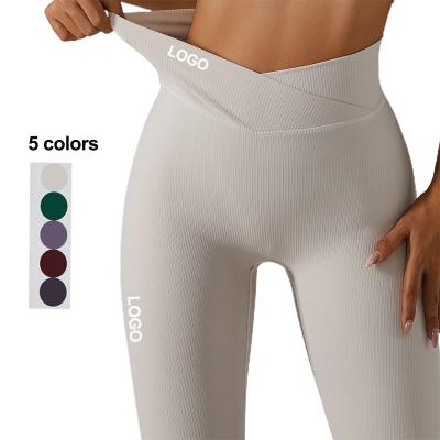 China 2022 Breathable New Striped Summer Stretch Fitness Wear Sports Gaiters High Waist Workout Gym Long Pants Activewear Hip Lift Yoga Gaiters for sale