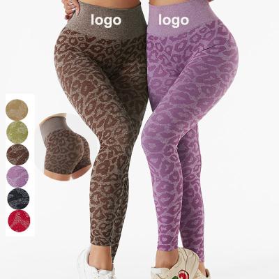 China 2022 New Breathable Leopard Print Hip Lift Training Running Yoga Seamless Shorts Workout Pants Women Sports Wear Leggings Fitness Gym Set for sale