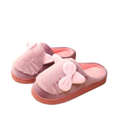 China CUSHIONING lovely plush cartoon cat design men's and women's winter indoor and outdoor warm slippers for sale