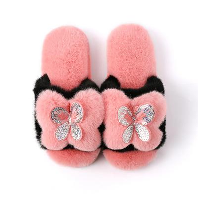 China New Design Anti-slippery Indoor Children's Plush Slippers With Thick Soles Cartoon Women's Open-Toe Slippers for sale