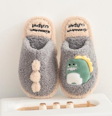 China Autumn Winter Boy Cartoon Cotton Indoor Thermal Tow Woman Thermal Children's Cotton Slippers Korean Lovely Dinosaur Home for sale