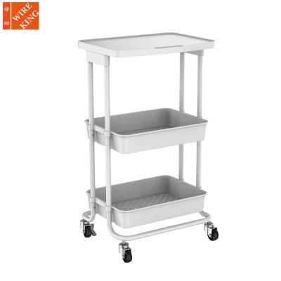 China CLASSIC Professional Kitchen Service Rolling Cart 3 Tier Organizers Dining Storage Craft Serving Cart with Tray for sale