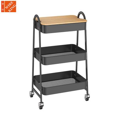 China CLASSIC Border E-Commerce Makeup Salon Packaging Storage Carts Arts And Open Serving Carts With MDF Tray for sale