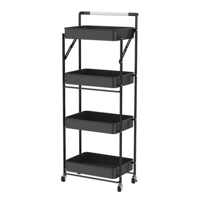 China Stabilized Supplies Kitchen 4 Tier Metal Rolling Art Bathroom Storage Shelving Organization Trolley Easy Cart for sale