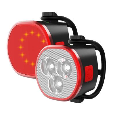 China 2022 New Front Warnning Safety Light 2022 New Amazon Bicycle Headlight USB Rechargeable Waterproof Tail Light Set E-commerce Model for sale