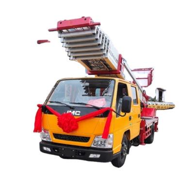 China China JIUHE Height 28m 32m 36m Building Material Stores High 45m Truck Swing Ladder Truck Machine Cargo Transport Work Platform Lifting 400kg for sale