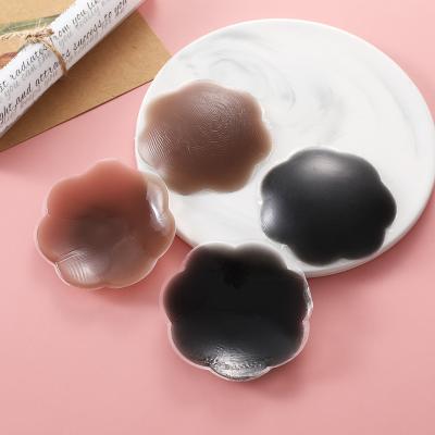 China Yiwu ZhuoYun Women Breast Pies Waterproof Sexy Adhesive Stickers Seamless Matte Black Flower Silicone Nipple Reusable Cover for sale