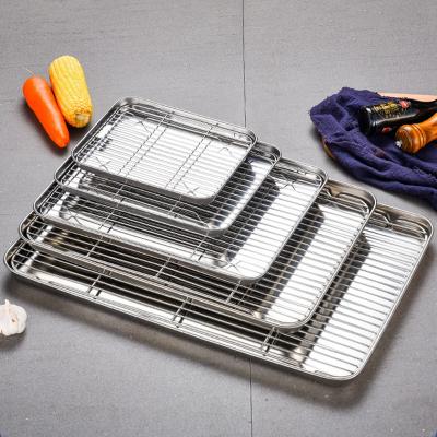 China Stainless Steel Pan With Baking Cooling Racks Roasting Tray Set Covered By Viable High Quality Outdoor BBQ Net for sale