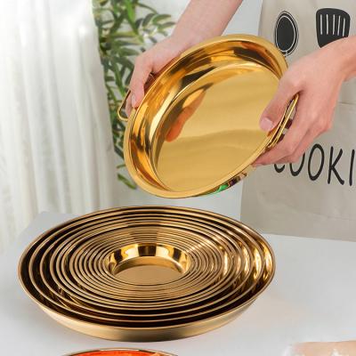 China 304 Stainless Steel Disposable Golden Fried Chicken Plate French Fries Cold Plate Korean Dessert Dish For Pasta for sale