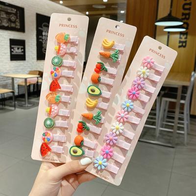 China 10 Pcs Fashion GIRLIZE Korean Colorful Cute Cartoon Flower Platypus Animal Animal Hair Set Kids Hair Accessories Clip Hairpin For Girls for sale