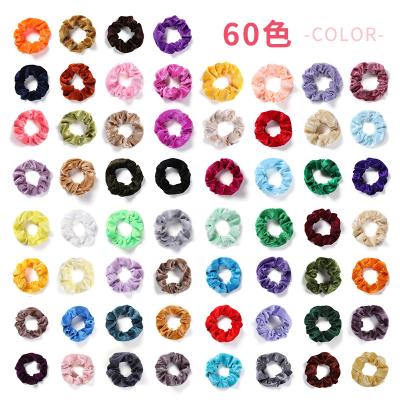 China Wholesale 60 Colors Fashion Velvet Hair Scrunchies Women Hair Accessories Fabric Solid Colors Elastic Hair Ties Scrunchies Set for sale