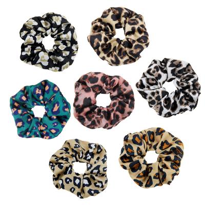 China New Fashion Women Satin Hair Accessories Elastic Hair Tie Bands Leopard Animal Dot Print Big Saint Scrunchies for sale