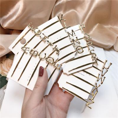 China 26 Side Headdress Metal Fashion Letter Word Barrette Hair Clip Korean Simple English Girls Hair Clip Women Hair Accessories for sale