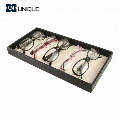 China High End Black Leather Eyeglass Glass Eyeglass Optical Frame Display Trays With Good Service for sale