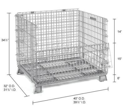 China 4 Layers Stackable Metal Pallet Cage Collapsible Heavy Duty Wire Mesh Container for sale