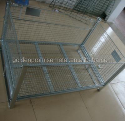 China Collapsible Removable Wire Mesh Cage Pallet Box Warehouse Storage Cage for sale