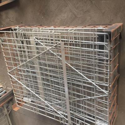 China Stackable Pallet Mesh Cage Industrial Stackable Wire Mesh Storage Cage Retention Unit Mesh Container for sale