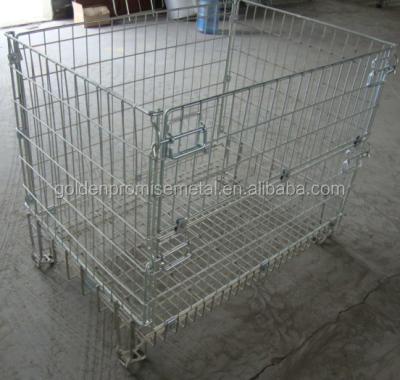 China Stackable Collapsible Pallet Metal Crate Front Drop Gate Wire Mesh Crates for sale