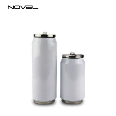 China 500ml/350ml Sublimation Portable Empty Cola Bottle Stainless Steel Coke Viable Can With Straw for sale