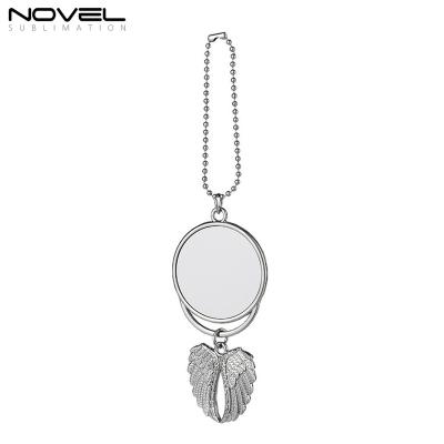 China DIY Sublimation Vacuum Double Sides Printable Round Car Pendant-Large With Angel Wings for sale