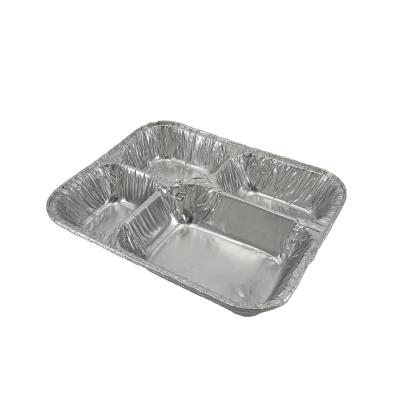 China Caterers Divided Foil Packaging Aluminum Container Meal Cupboards Disposable Food Foil Tray for sale